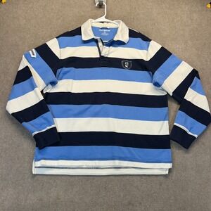 Eddie Bauer Rugby Shirt Men's Large Striped Long Sleeve Sport Shop Heavy Cotton
